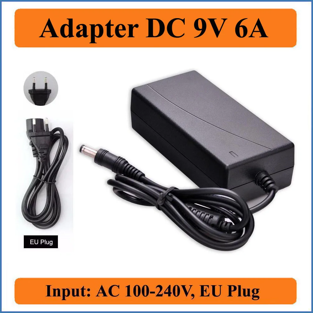 

9V 6A EU Plug AC DC Adapters Worldwide 1pcs AC100V-240V to DC 9V 6000mA Converter Adaptor Power Supply chargers