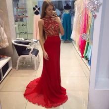 2016 NEUE Roten Strass Prom Kleider Long Tight Chiffon Voll Perlen Spitze Vestidos De Festa Longo abendkleid CS137
