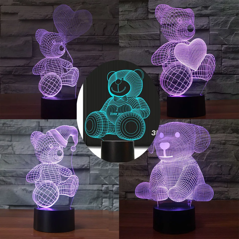 teddy bear 3d night light
