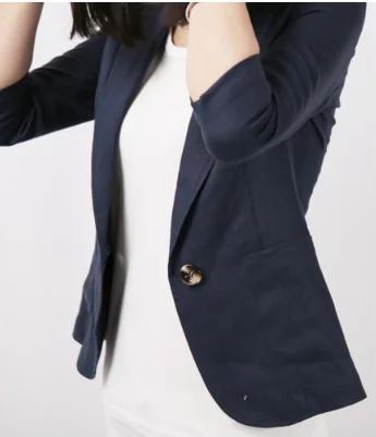 Mr.nut cotton and linen blazer 2019 summer new Korean version of the seven-point sleeve ladies casual suit