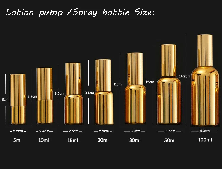 5-100 мл портативные бутылки для эфирного масла из золотого стекла лосьон распылитель с насосом спрей флакон-капельница флакон Косметическая Сыворотка Упаковка