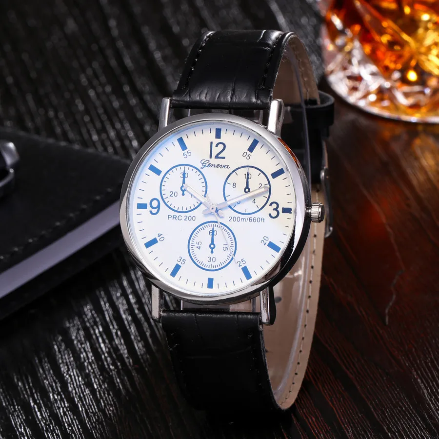 New Blu Ray Glass Watch Neutral Quartz Simulates The Wrist Watch Men Fashion Luxury Business Mens Watches Gifts Wholesale Q60