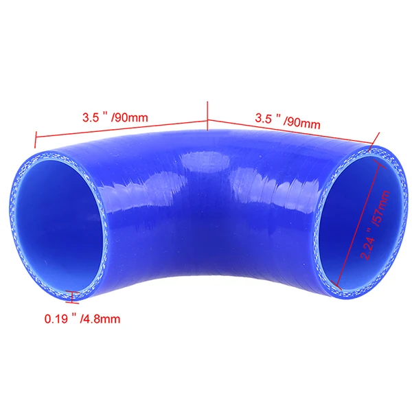 Posbay Универсальный Автомобильный силиконовый шланг постоянного диаметра, муфта турбо-Редукторная труба синего цвета 38-89 мм 1,5 ''-3,5'' 90 градусов