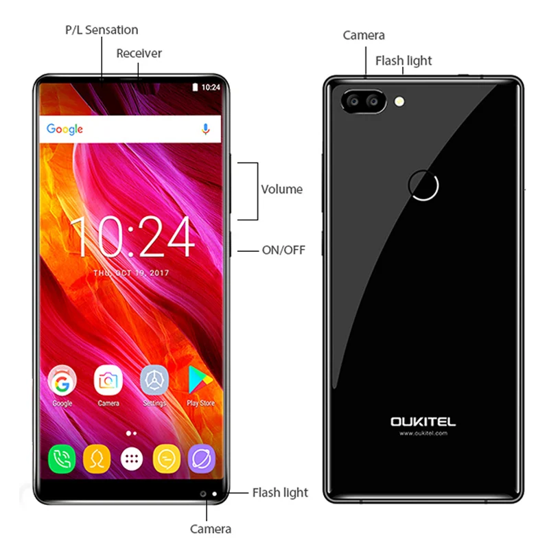 Смартфон Oukitel MIX 2 5 99 &quotс 18:9 экраном 4G Восьмиядерный процессор HelioP25 6 ГБ + 64 21 Мп 13 МП