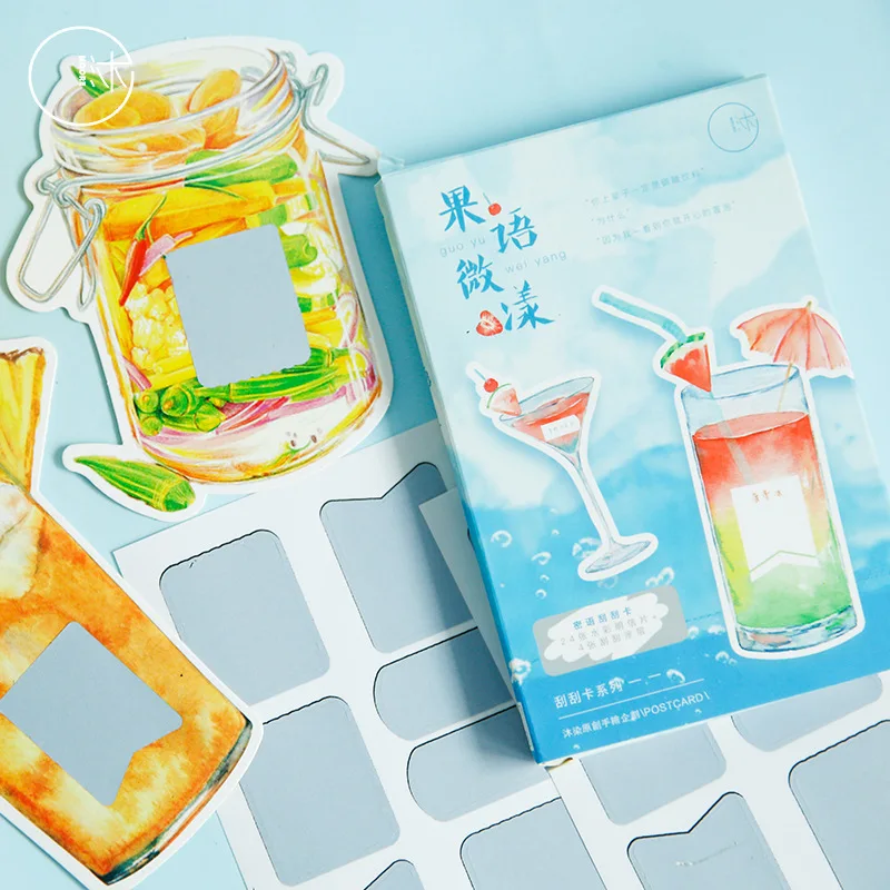 

24 pcs/1lot Kawaii Fruit language Paper Greeting Card Postcards Birthday Bussiness Gift Card Set Message Card