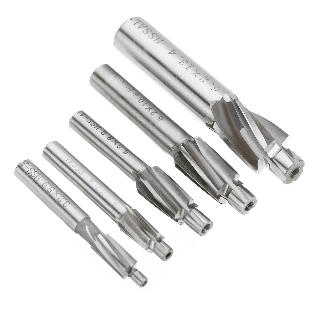 5pcs 4 Flute Countersink End Mill Set HSS AL Pilot Slot Drill Bit M3/M4/M6/M8 Milling Cutterin