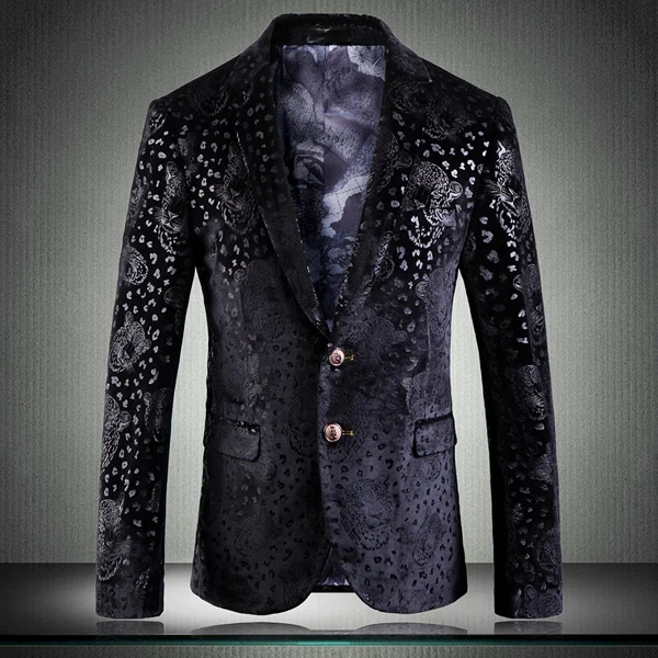 Black Blazer JZ CHIEF черный мужской бархатный костюм роскошный костюм куртка Slim Fit деловой дизайн Блейзер Пальто жаккард Тигр шаблон центр сзади Vent - Цвет: Black Blazer