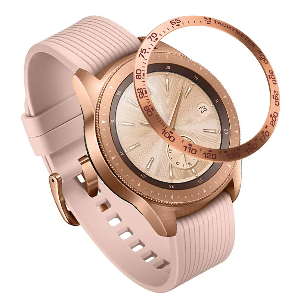 Модные часы Smart Watch Cover для samsung Galaxy Watch 42 мм 46 мм, драгоценный камень кольцо клеющаяся крышка против царапин Металл для samsung gear S3 - Цвет: Rose golden