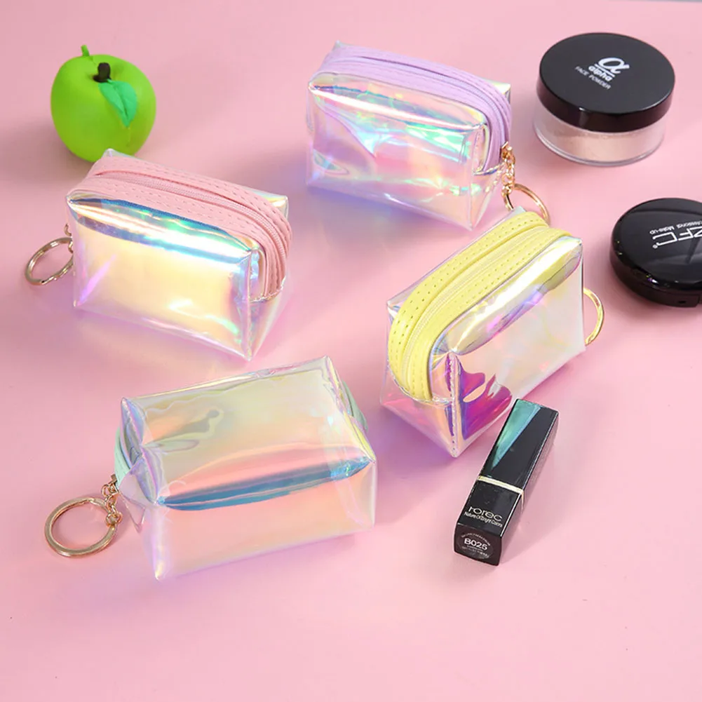 

Holographic Coin Purse Children Mini Wallet Women Zip Purse Portable Jelly Transparent Small Key Bag Coin Purses