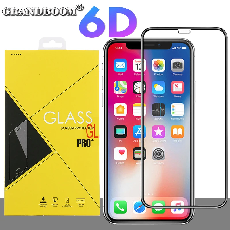 1000 шт 6D изогнутое полное закаленное стекло для iPhone 12 Mini 11 Pro Max XS XR X 8 7 6 Plus SE