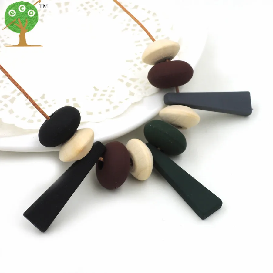 big punk fashion geometric necklace painted On leather cord simple chic