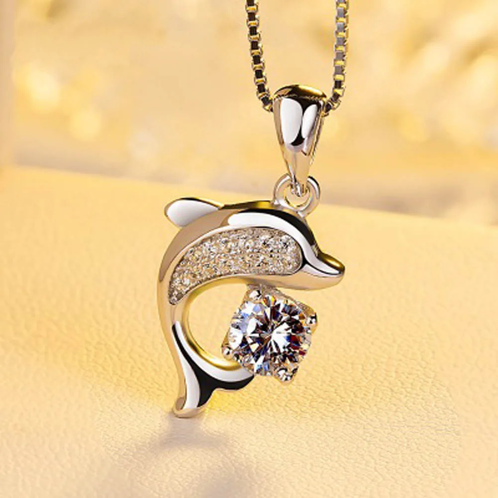 Without Chain Fashion Jewelry Beautiful Dolphin Rhinestone Crystal