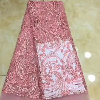 

Nigerian French Sequins Lace Fabrics 2019 African Tulle Lace Fabric High Quality African Laces Wedding Fabric For Dress CDA194-1