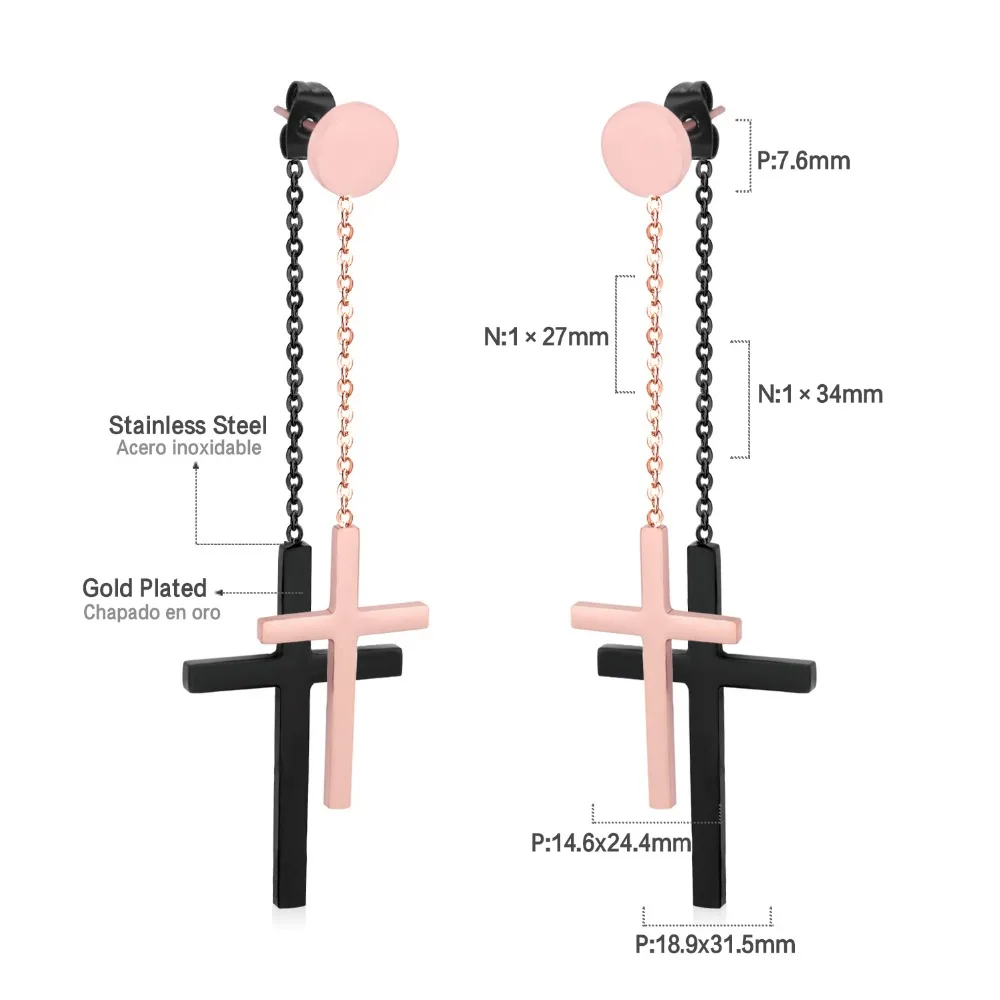 Роскошные модные женские висячие серьги из нержавеющей стали в форме креста, серьги для женщин