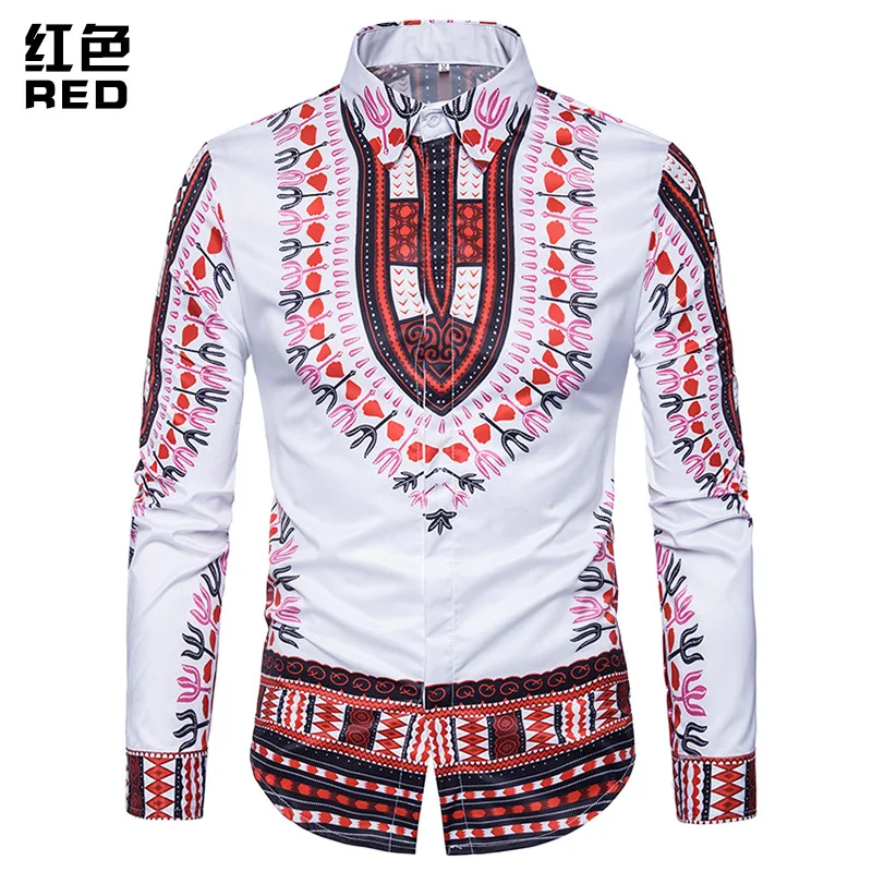 African Traditional Real Sale 2018 Fashion Autumn And Winter New Printed Men's Long Sleeved Shirts African Men Clothing (8) - 