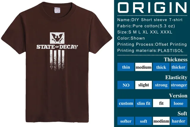 State of Decay T-shirt 100% Ringspun cotton short sleeve straight cut big yard