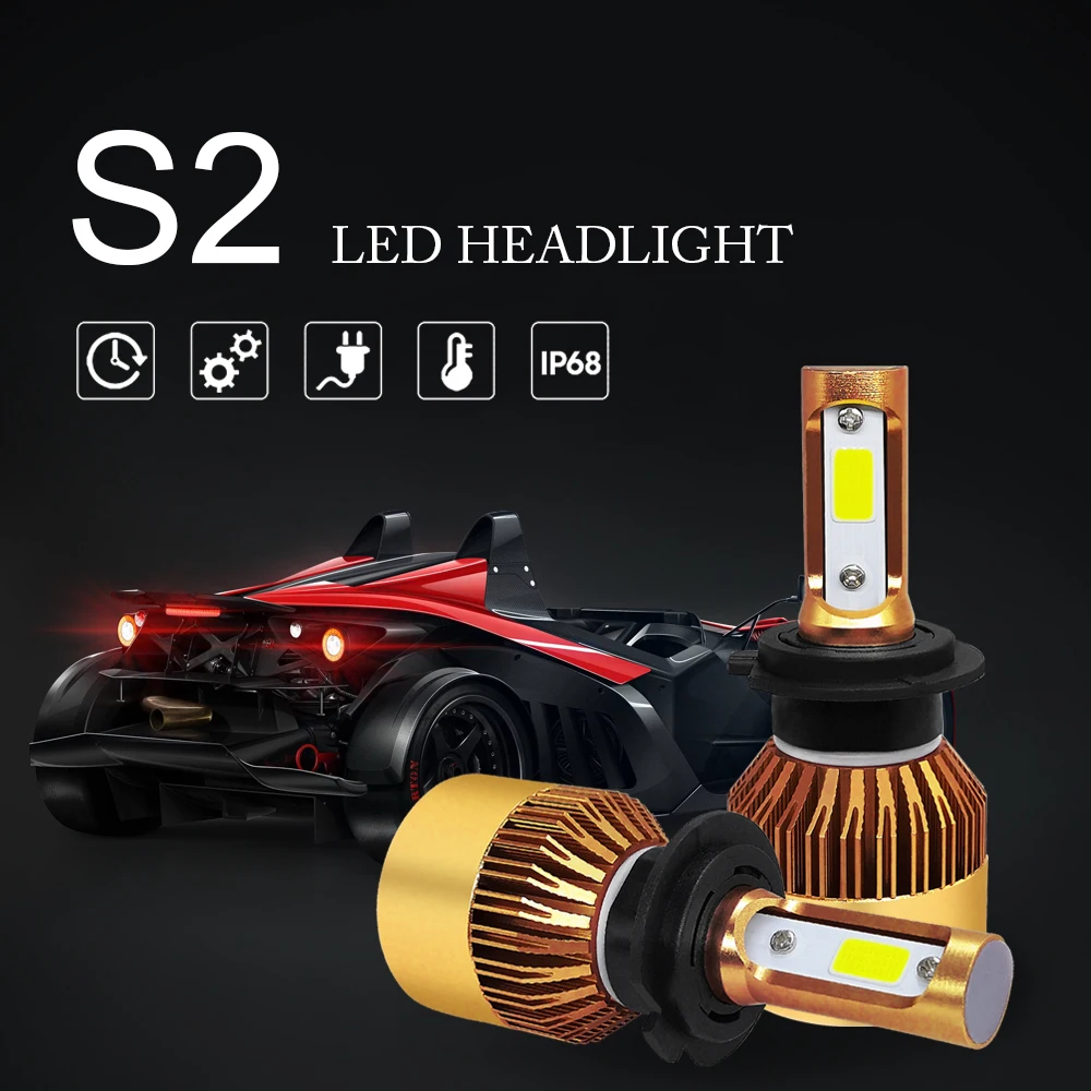 

2PCS Automobiles Mini H7 Led H1 H4 LED H11 H8 9006 HB4 led bulb 9005 HB3 Car Headlights 12V LED 72W 8000LM 6000K