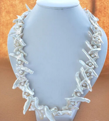 

Miss charm Jew1824 NATURE 50mm WHITE CROSS BAROQUE KESHI REBORN PEARL NECKLACE
