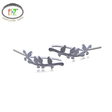 F.J4Z Real S925 Silver Earrings Lovely Trendy Birds on Tree Piercing Earrings for Women