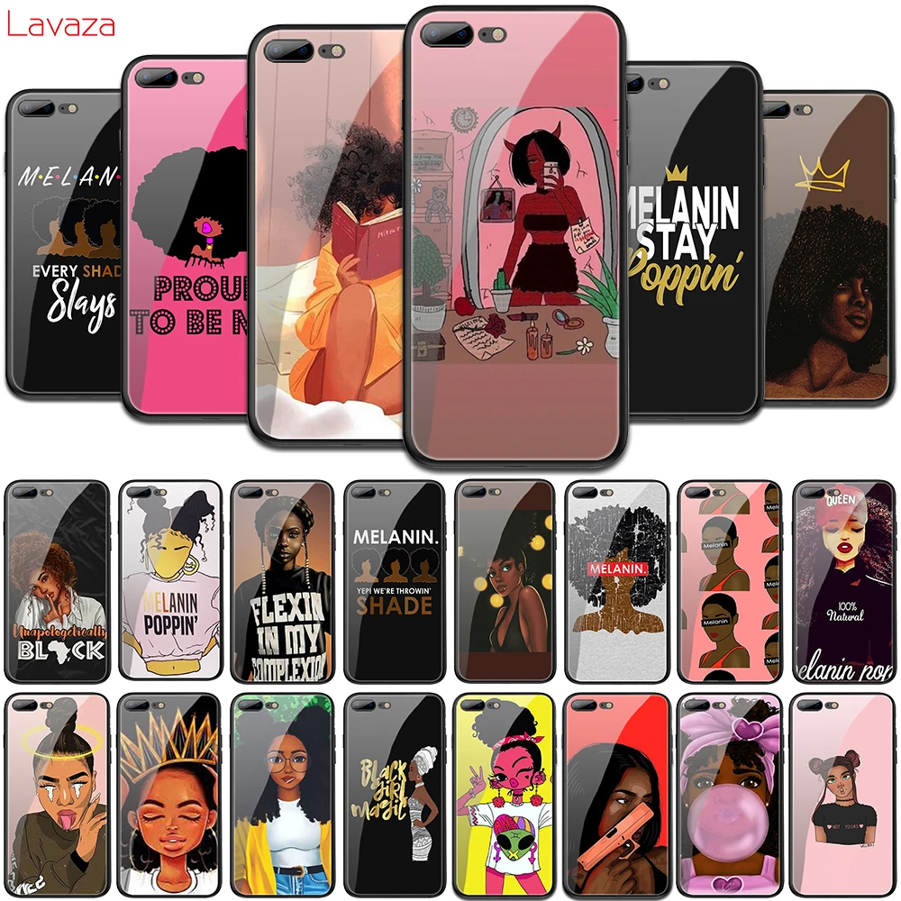 Мягкий чехол из закаленного стекла Lavaza Melanin Poppin Aba girl для iPhone 6 6S 7 8 Plus 5 5S SE XR X XS 11 Pro