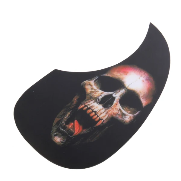PVC Adhesive Pickguard Scratch Plate for Guitar -PVC Material Black with Skull Pattern Protect Guitar from Scratching