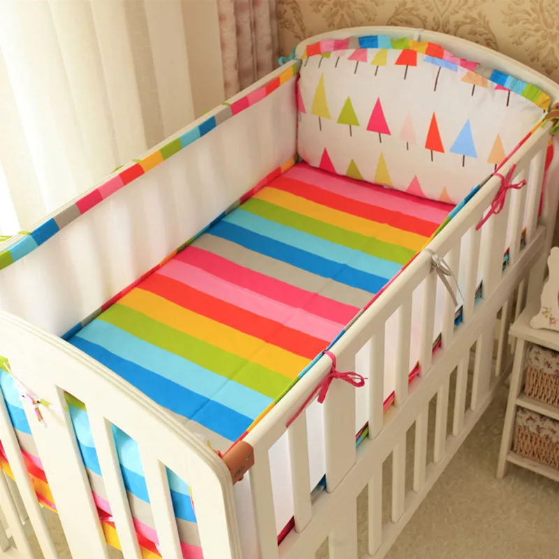 Summer Mesh Cot Bumper Cotton Printing Around Baby Bed Bumper Bedding  Collision proof Sandwich  Breathable Crib Bedding 