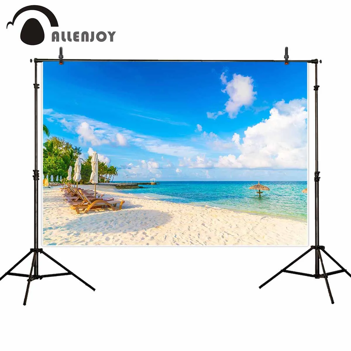 Allenjoy фоны для фотостудии пляжные стулья зонтик мальдивский остров белый