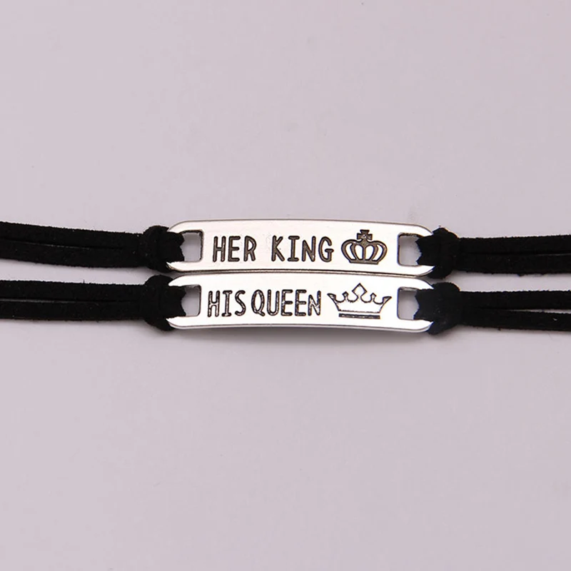 Модный комплект из 2 предметов, в комплекте с набором подходящих сумочек его queen ее король сплав Парные браслеты ювелирные украшения подарок HSJ88