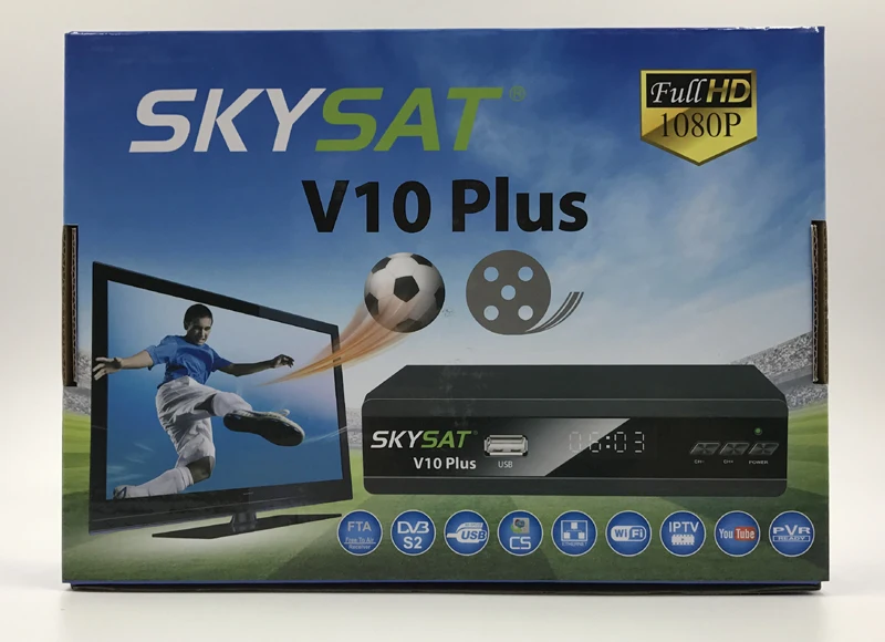 SKYSAT V10 плюс DVB-S2 поддержка рецепторов CCCamd Newcamd автоматический рулон Biss автоматический рулон PowerVu Xtream IPTV M3U Youtube RJ45 WiFi 3g