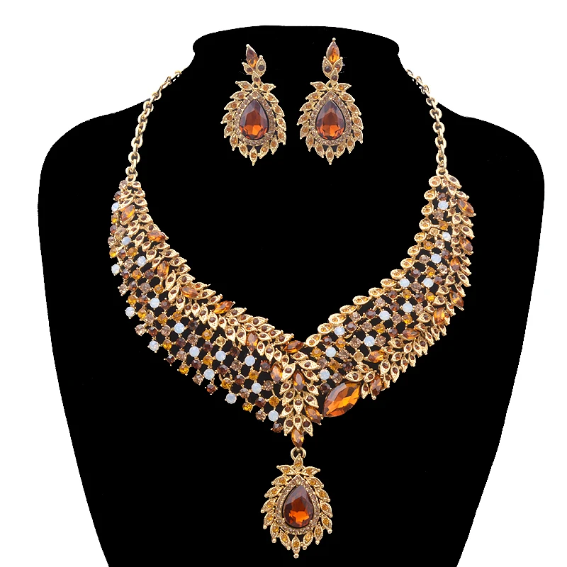 Delicate Brown Colorful India Style Jewelry Sets For Women Wedding
