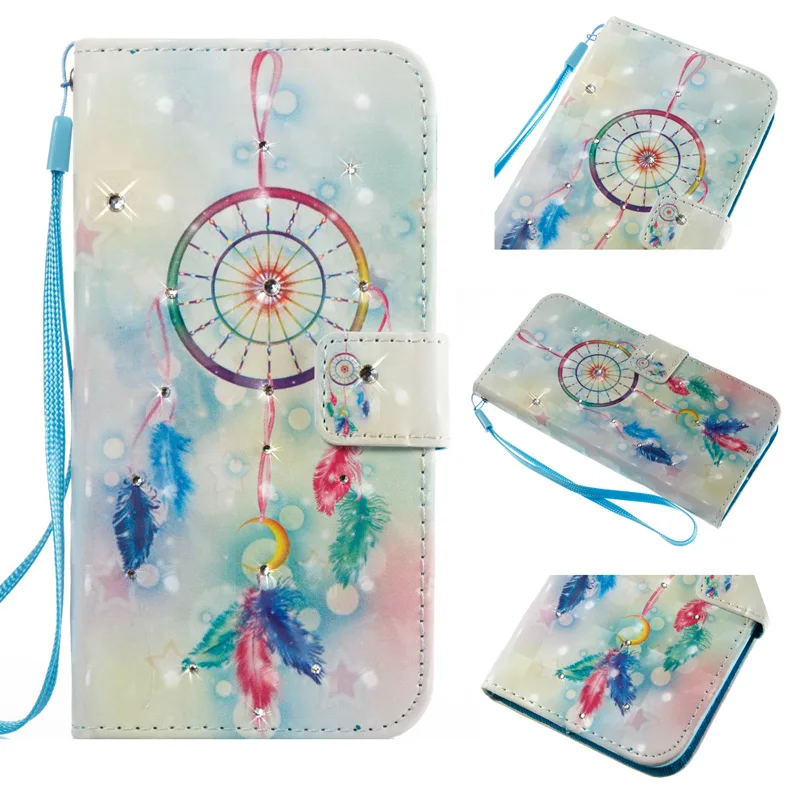 

Flip Wallet Diamond Leather Painted Phone Soft Silicone Cover Shell for iPhone 5 5S SE 6 6S 7 8 Plus X for iPod Touch 5 6 Case