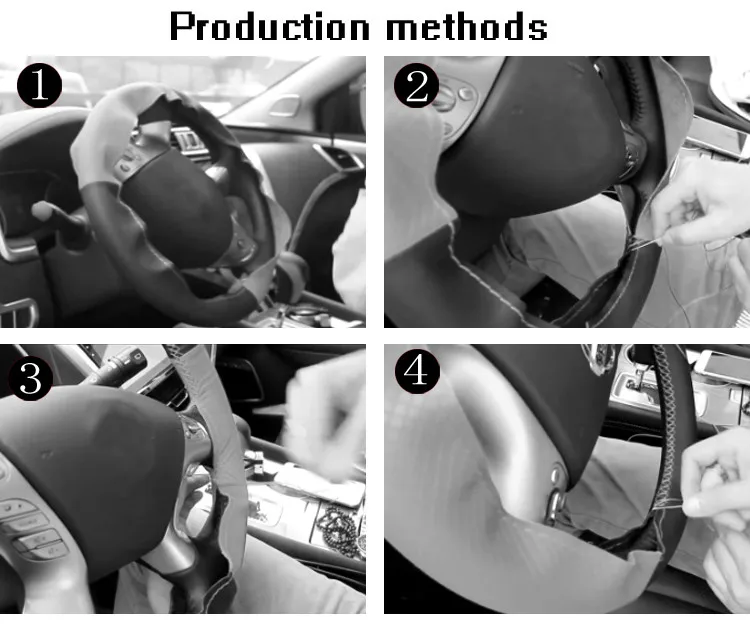 All Size 36-40cm Car Styling Genuine Leather Auto Car Steering Wheel Cover Cap Anti-slip Car Decoration With Needles and Thread 1