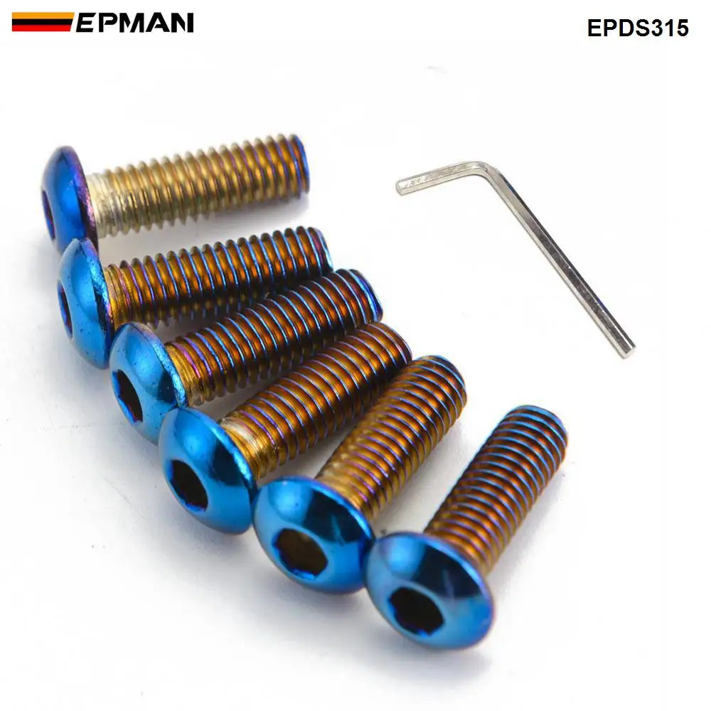 Epman 6 шт. Burnt titanium(neoхром) m5x20 болт рулевого колеса винт комплект подходит для рулевого колеса работает колокол Босс Комплект EPDS314 EPDS315 - Цвет: Domed