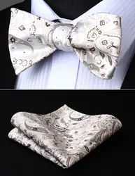 Платок bp915zs Серый Белый pailey бабочкой Для мужчин Шелка Самостоятельная галстук-бабочку платок свадебные Классические Вечерние