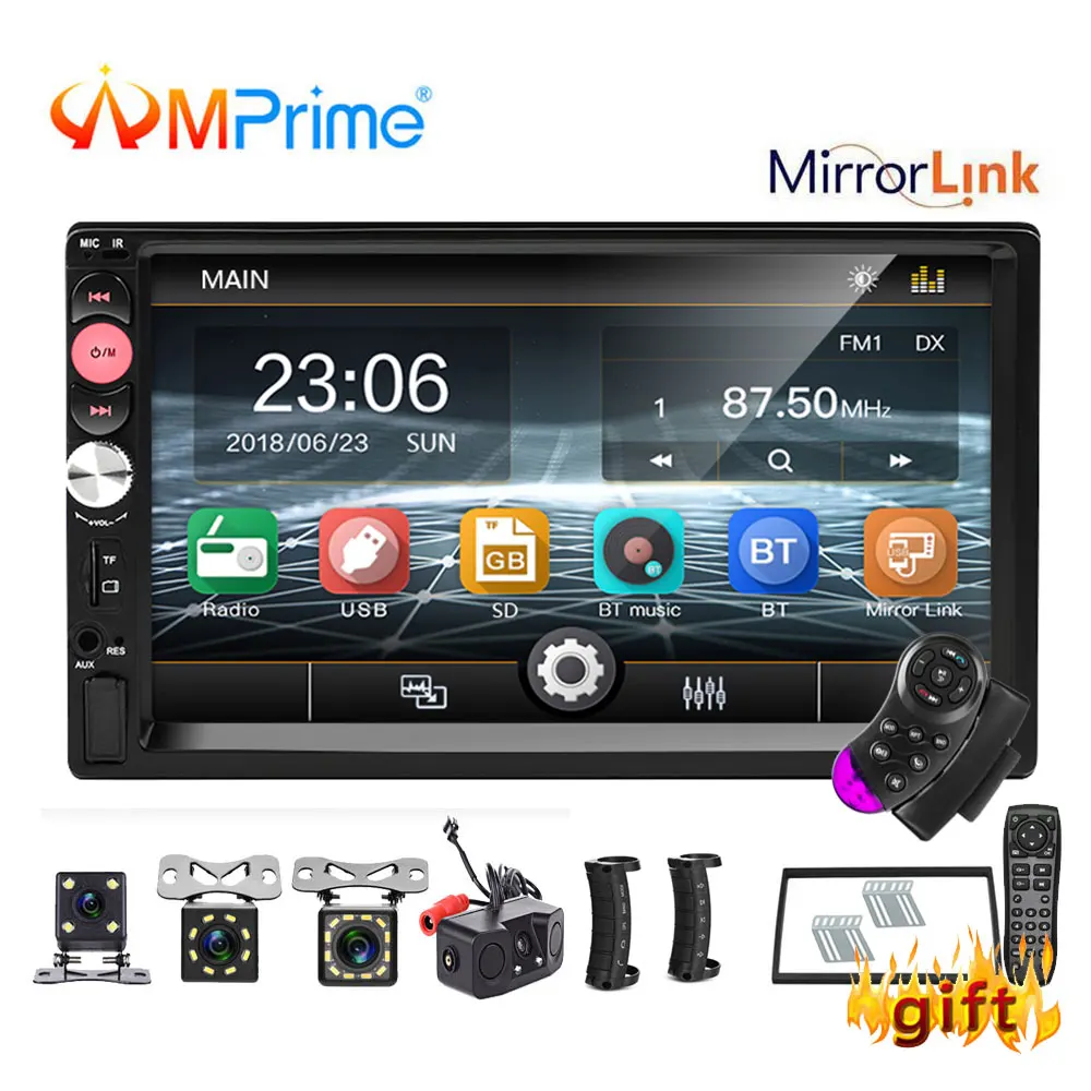 Автомагнитола AMprime 2 Din 7 дюймов mirrorlink 2din MP5 плеер Bluetooth AUX камера заднего вида