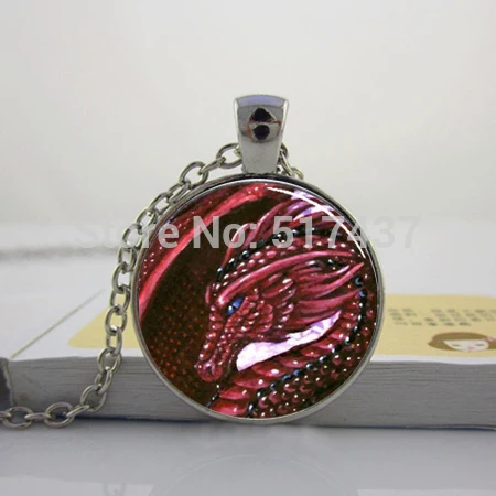 

Glass Photo Cabochon,Dragon pendant, Dragon necklace, Dragon Charm silver
