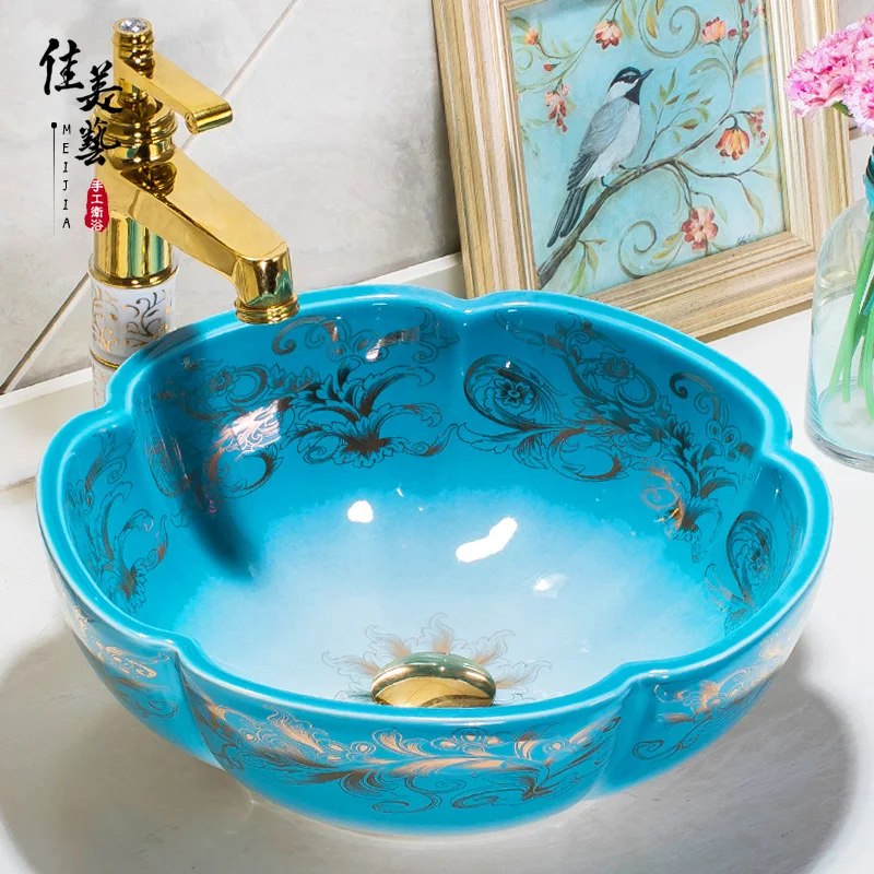 

Fashion counter basin petals wash basin ceramic counter basin 1042