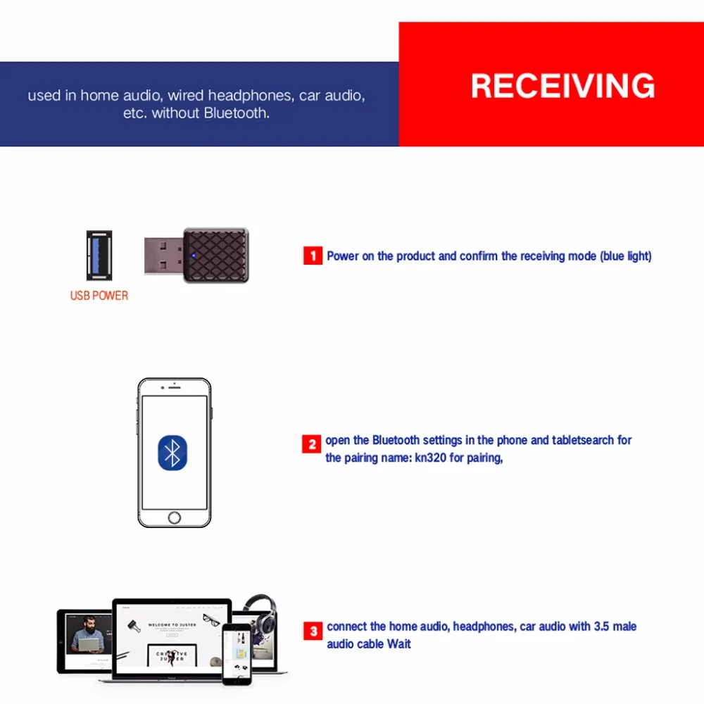 Bluetooth-приемник USB передатчики 5,0 беспроводной 3,5 мм аудио музыка стерео адаптер ключ для ТВ ПК bluetooth-динамика наушников