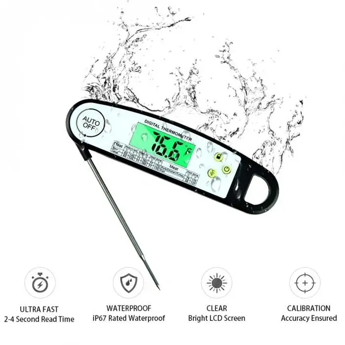 High Food Cooking Thermometer Fast Read Electronic Waterproof Meat Candy with Long Probe for Kitchen UEJ