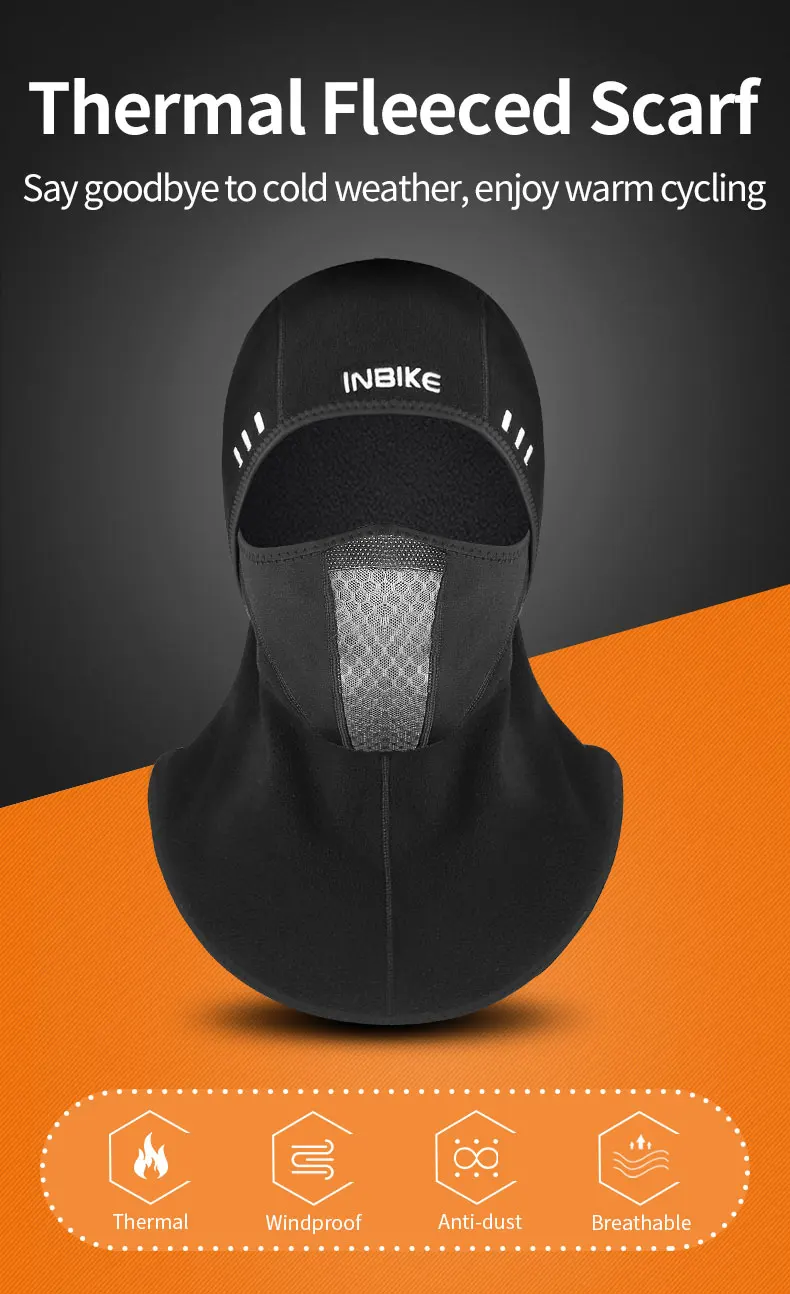 INBIEK велосипедный шарф термальная флисовая маска для лица зимняя мотоциклетная альпинистская защита шеи MTB Теплый головной убор шапка для велосипеда