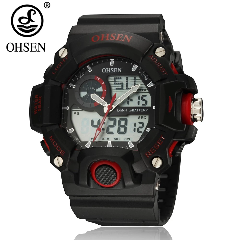 Jam Tangan Pria Olahraga Digital OHSEN Jam Tangan Kuarsa Pria Taktis