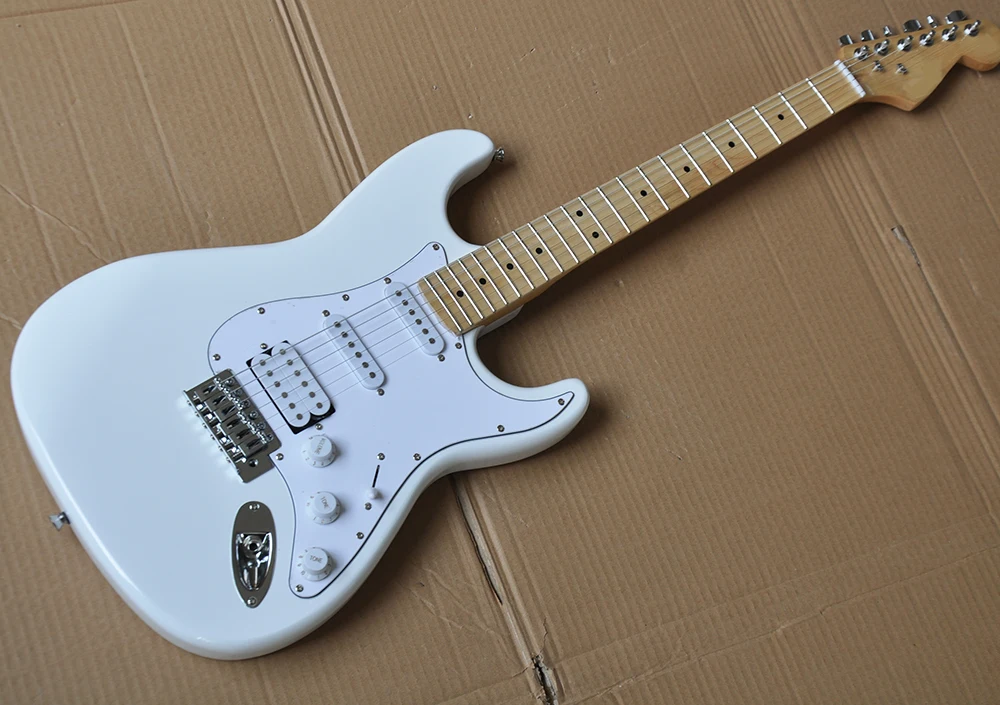 

Factory Wholesale White Electric Guitar with White Pickguard,SSH Pickups,Maple Fretboard,offering customized services