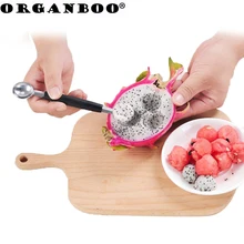 ORGANBOO 1 шт. двухголовая нержавеющая сталь арбузный экскаватор многоцелевой ложка для фруктов копания ложка-шарик ложка для мороженого