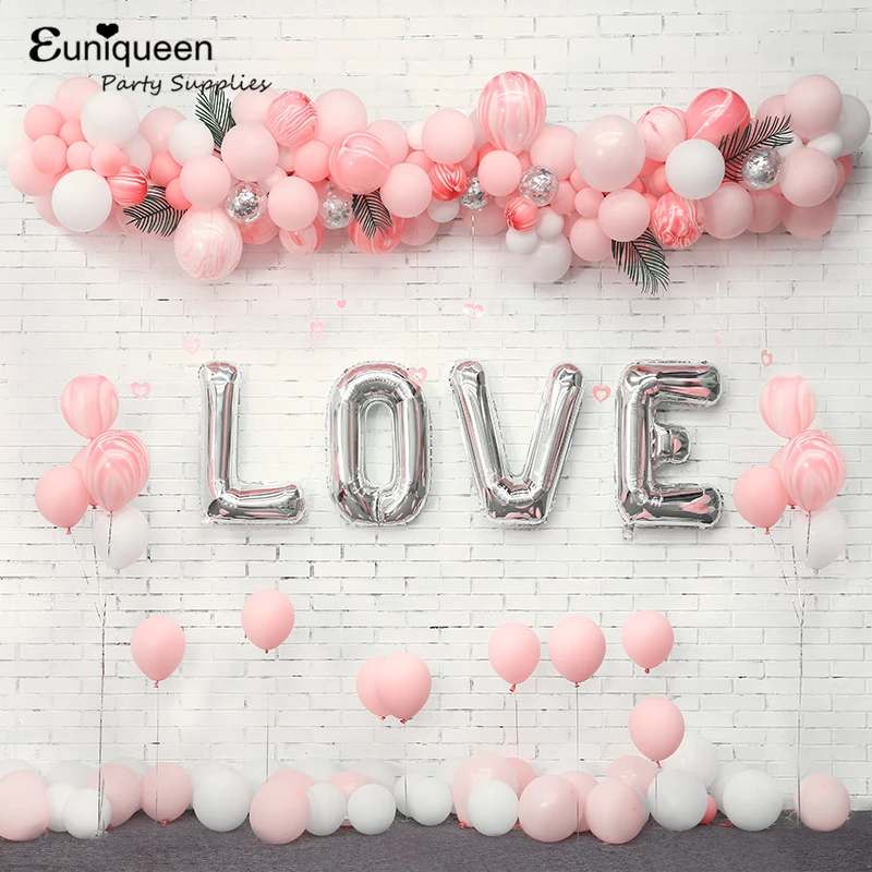 Engagement Party Decoration 30 Silver Love Balloon Set Pink