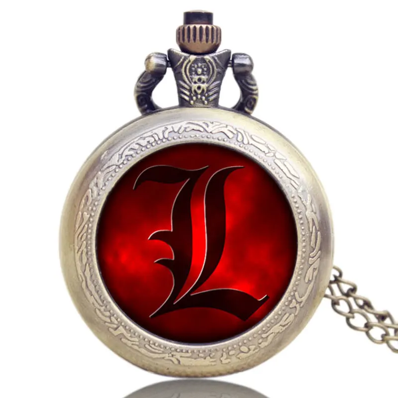 

High Quality Retro Red Death Note Theme Pocket Watch Necklace Pendant Vintage Men Women Boy Girl Antique Style Unisex Gift