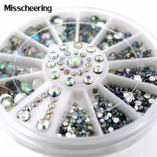 1wheel Mix Sizes Flatback Design font b Nail b font Art Decoration Glitter Strass 3d AB