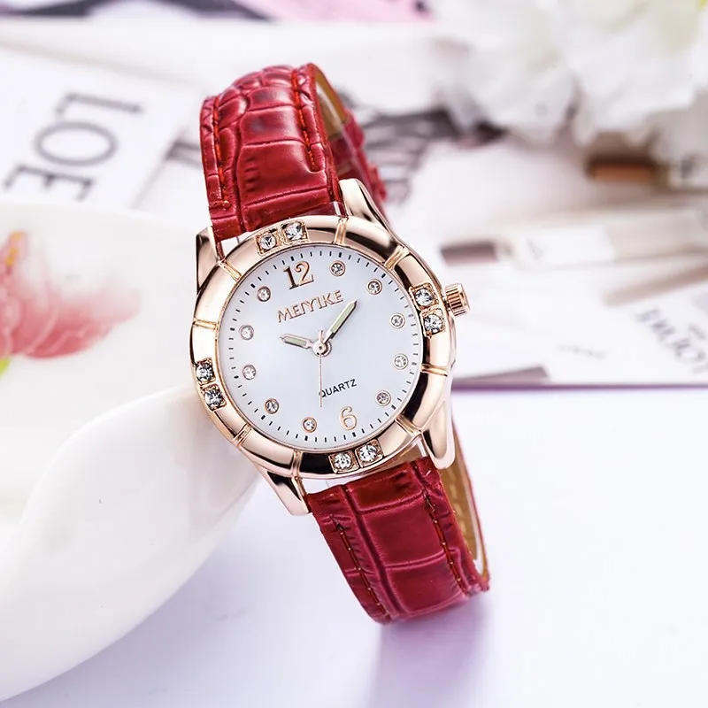 

Luminous watch Korean version of the diamond ladies fashion student belt quartz needle buckle alloy leather strap