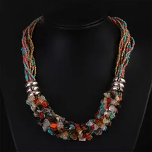 Bohemio étnico Collar de Las Mujeres 2017 Accesorios de La Joyería de Cadena De Múltiples Cuentas De Piedra de la Gema de la Turquesa Collier Femme Envío Libre N1339