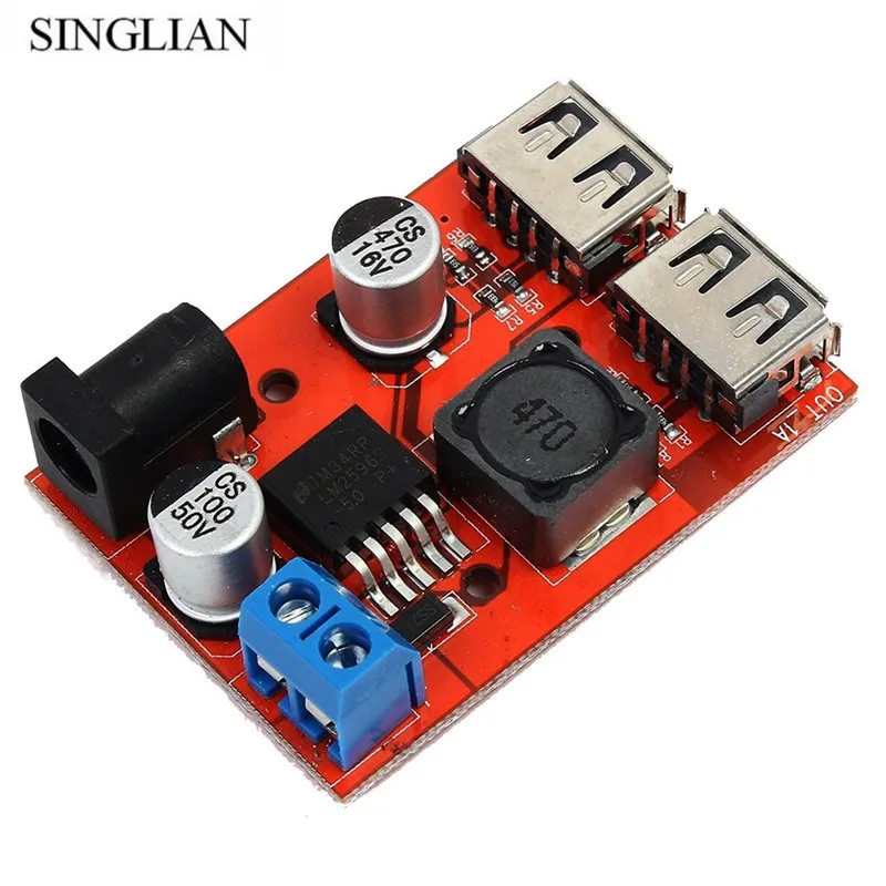 

Dual USB output 3A step-down module 9V/12V/24V/36V to 5V step-down module DC-DC on-board charging solar 3A voltage stabilization
