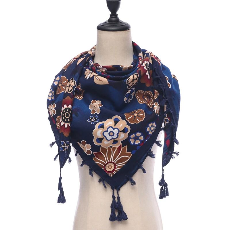 

hot 2019 spring women scarf cotton scarves lady wraps winter pashmina print floral vintage female scarf bandana